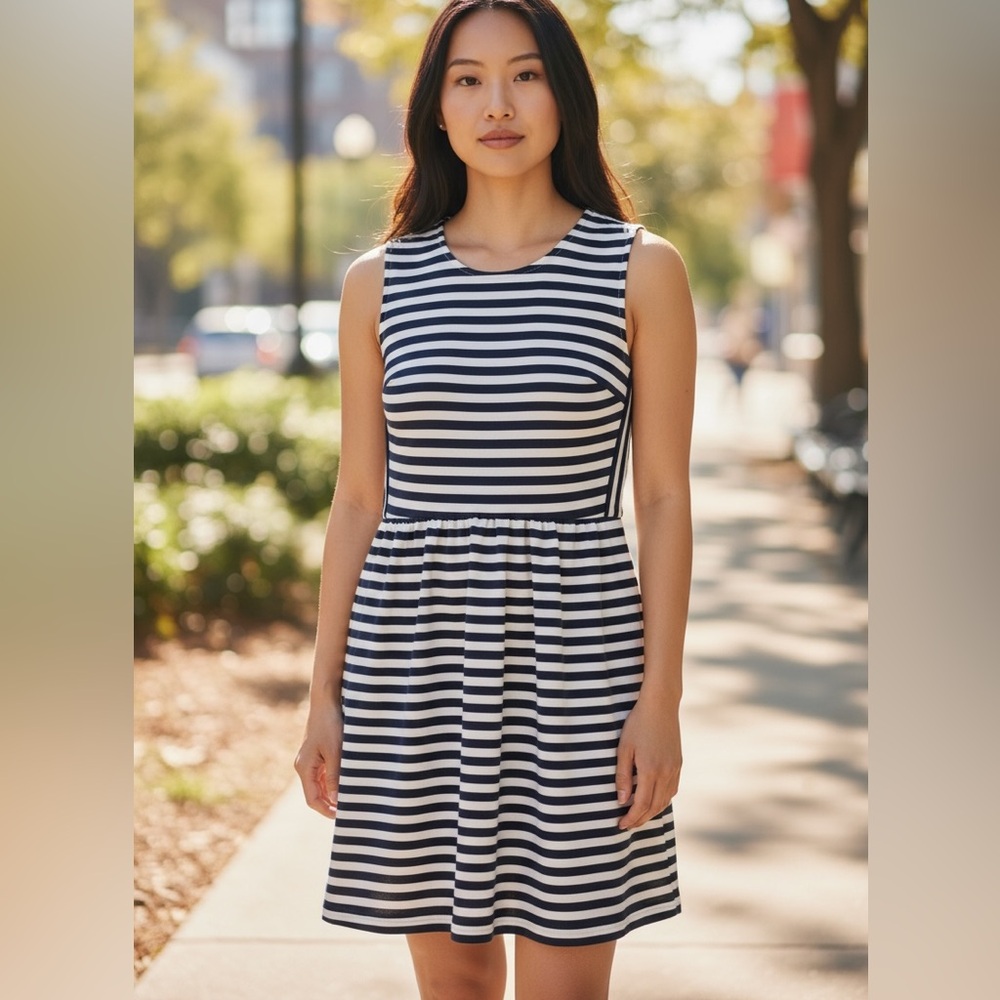 Altar'd State Navy and White Striped Mini Dress